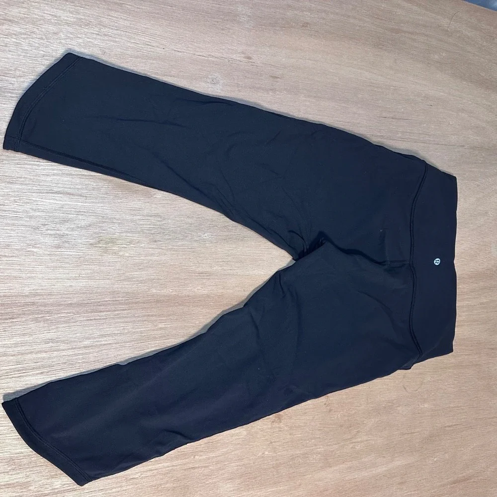 Lululemon Athletica Black Sharp Turns Crop Shirred Ruched Mesh Leggings Size 10